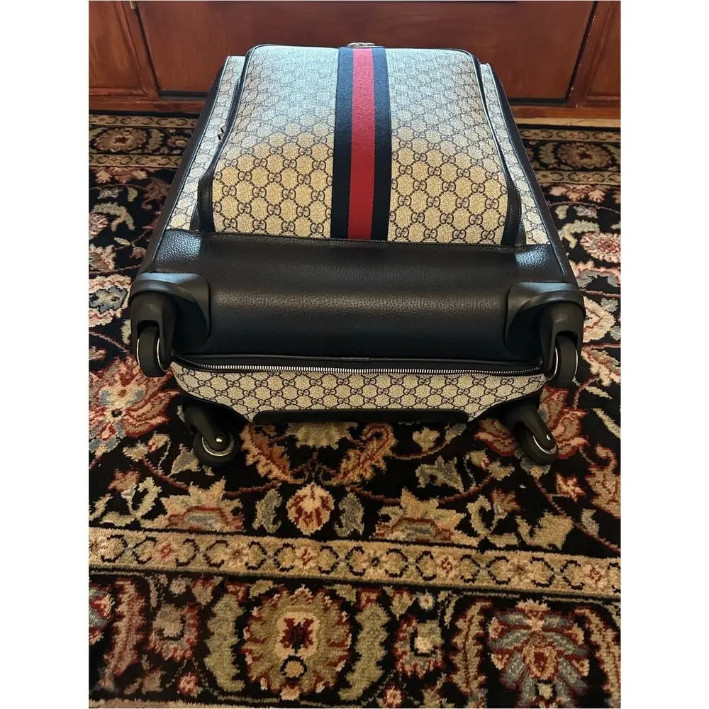 Gucci Savoy, GG Supreme suitcase, iconic blue/red web stripe made in Italy